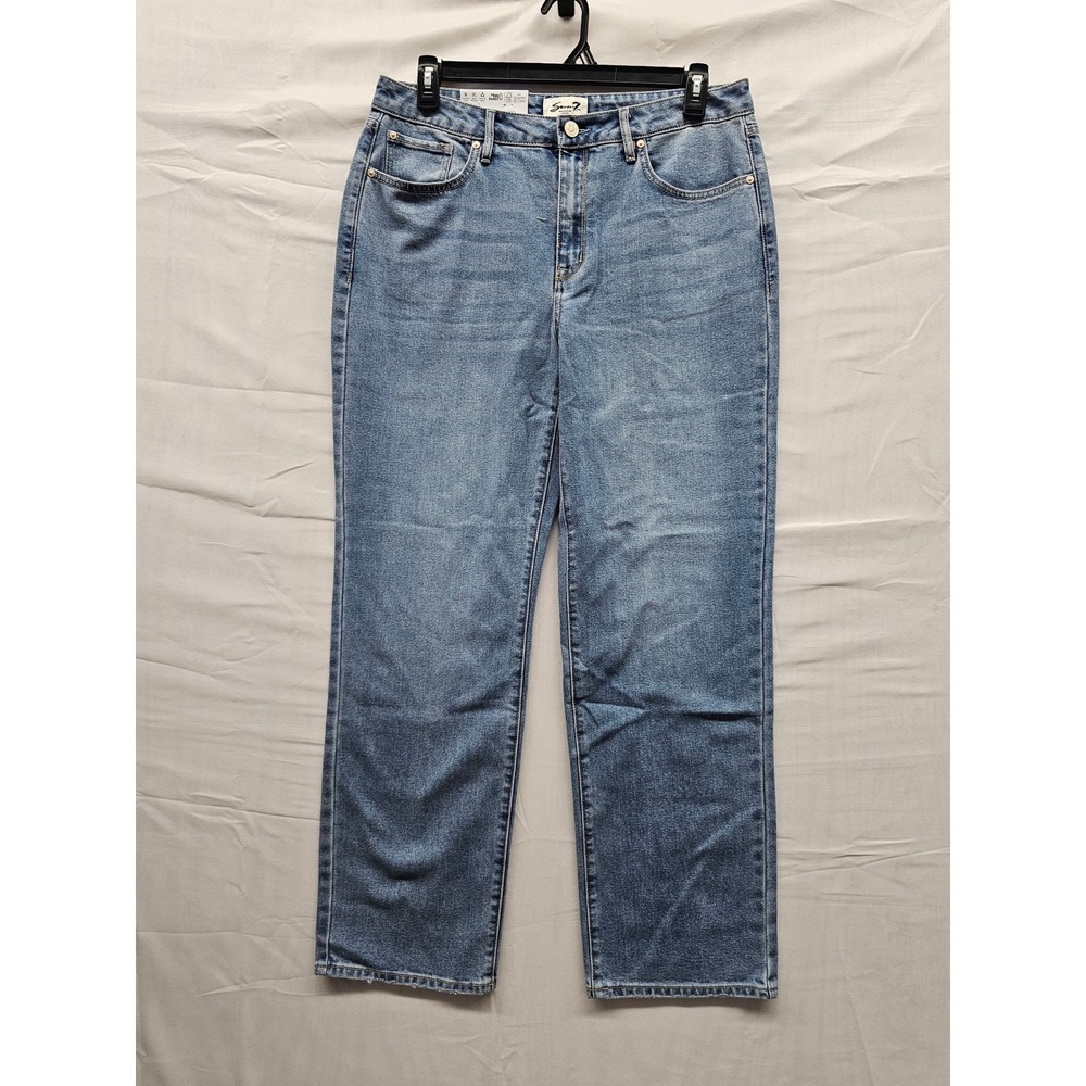 Seven7 Womens Loose‎ Straight High Rise Jeans Blue Cotton Blend Casual Size 10